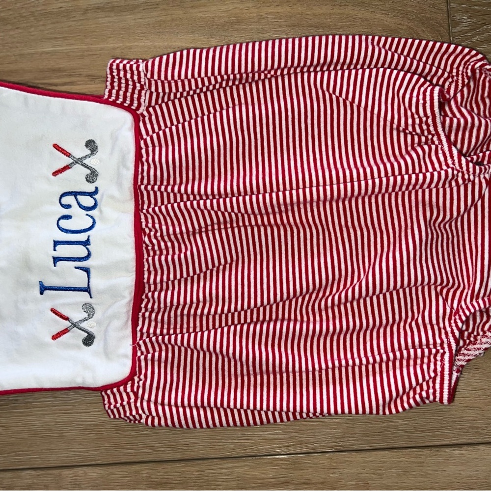 Luca Embroidered Golf Themed Bubble - Red, White, & Blue Colors